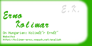 erno kolimar business card